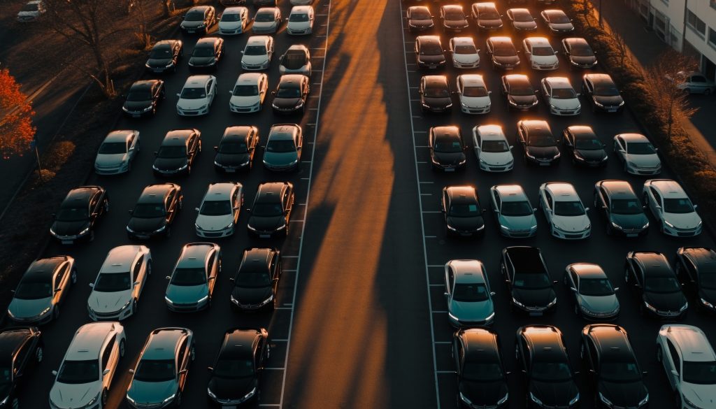 Importador rush hour traffic jam on multiple lane highway generative ai